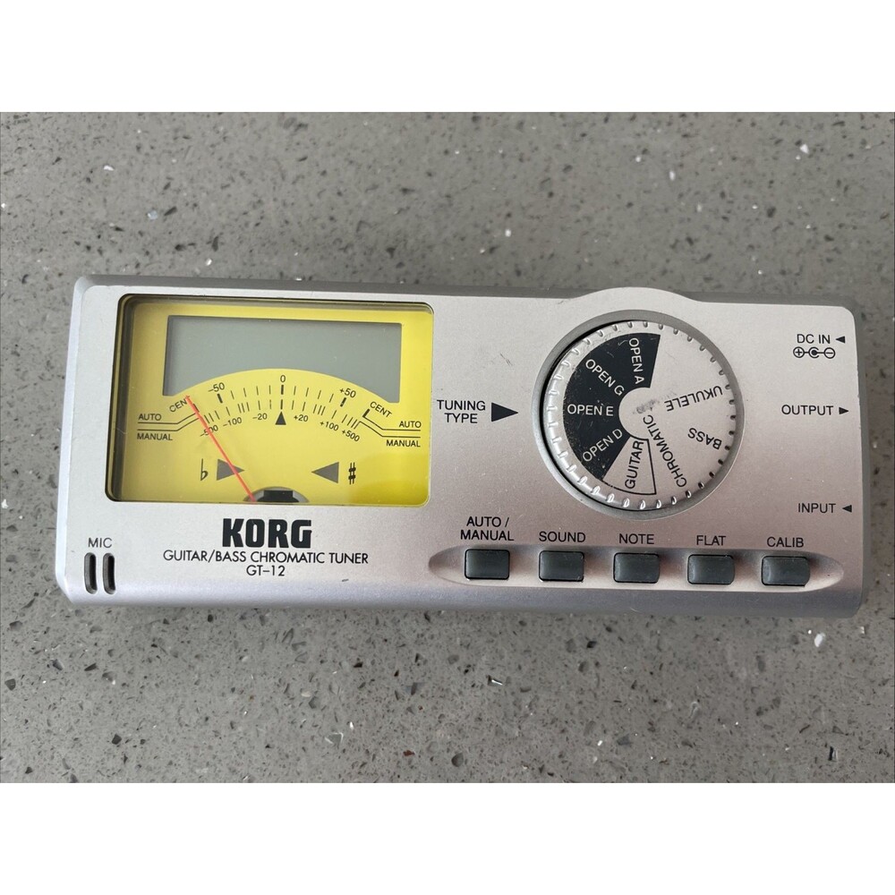 VINTAGE KORG GT-12 GUITAR BASS CHROMATIC TUNER TESTED--WORKING